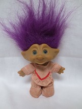 Ace Novelty Treasure Troll Doll 5&quot; Purple Hair, Belly Jewel &amp; Blue Eyes PJs - £8.01 GBP