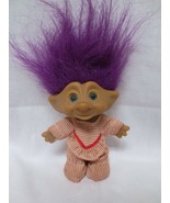 Ace Novelty Treasure Troll Doll 5&quot; Purple Hair, Belly Jewel &amp; Blue Eyes PJs - $10.00