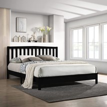 Black Leo Solid Wood Queen Size All-In-One Platform Bed From New Classic - £122.58 GBP