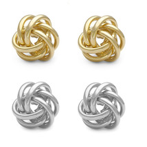 Ladies Stylish 14K Solid Gold Love Knot Stud Earrings 14k Push Backs - £101.03 GBP