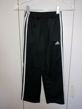 ADIDAS KIDS BLACK/WHITE 100% POLYESTER FLEECE LINED KNIT ATHLETIC PANTS-... - $13.09