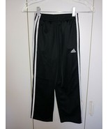 ADIDAS KIDS BLACK/WHITE 100% POLYESTER FLEECE LINED KNIT ATHLETIC PANTS-... - $13.09