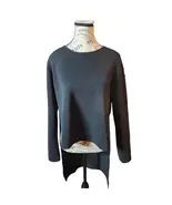 Zara Hi Low Long Sleeve Black Shirt Size Large - $13.00