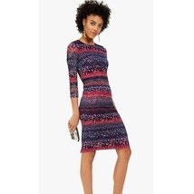 Kensie Womens 6 Blue Pink Printed Lace Bodycon Knee Length Dress NWT CQ84 - £37.04 GBP