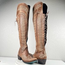 Lane LEXINGTON Over the Knee Womens Cowboy Boots 9 Brown Leather Western Style - $391.05