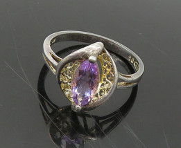 AVON 925 Silver - Vintage Marquise Cut Amethyst Band Ring Sz 10 - RG19598 - €28,96 EUR