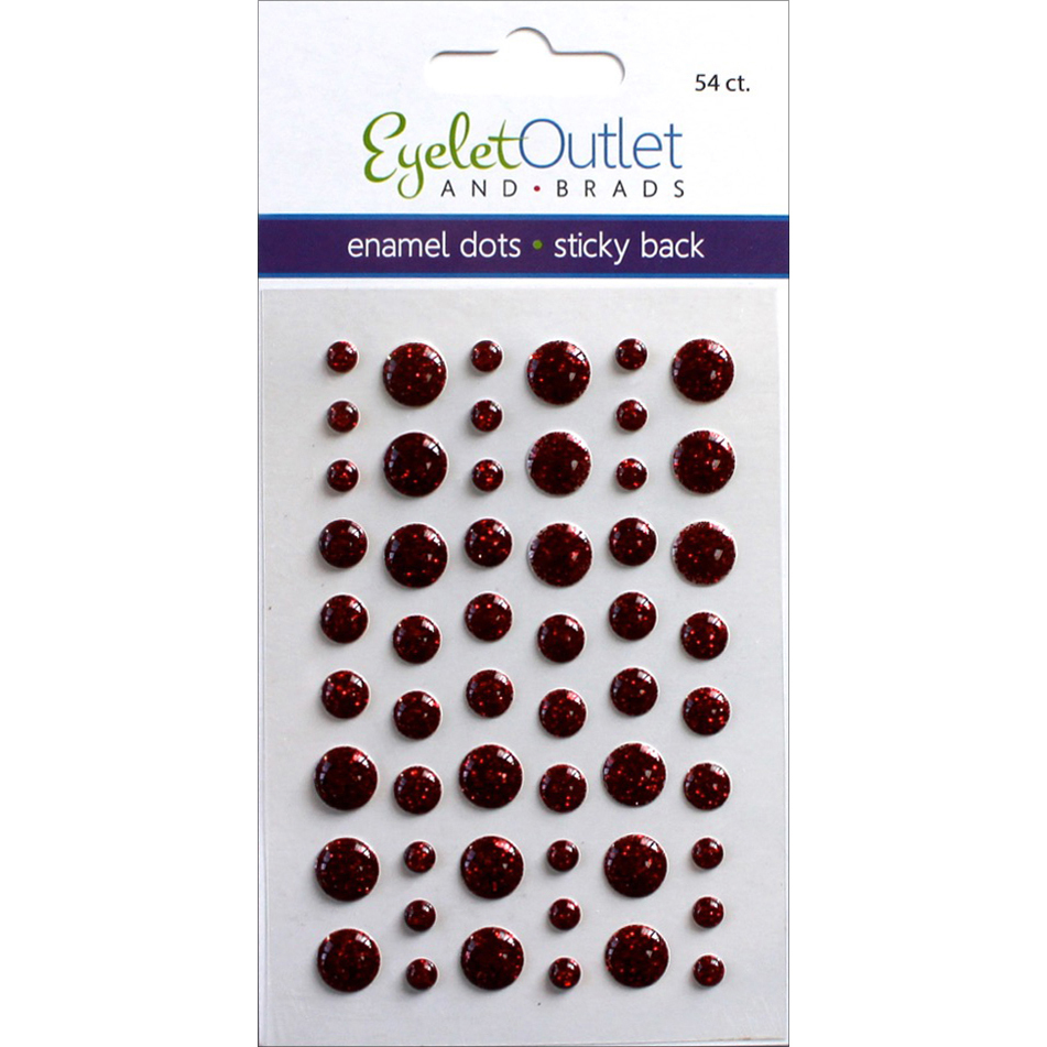 Eyelet Outlet Adhesive-Back Enamel Dots 54/Pkg-Glitter Red - $14.36