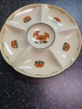 Vintage Royal Copenhagen Morgenfrue Marigold Zinnia Divided Chip Dip Plate - $49.49