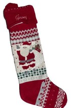 Pottery Barn Heirloom Knit Santa w/Pom Pom Christmas Stocking Monogramme... - £19.78 GBP