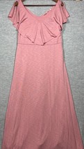 Soft Surroundings Dress S Pink Ruffle V-Neck Maxi Casual Beachy - $422.55 MXN