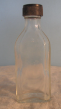 Vintage 4 1/2&quot; CLEAR GLASS SCREW TOP STAMPED  Bottle W/LID - $18.00