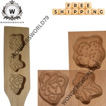 Hand-carved wooden date, pistachio and walnut maamoul mold, 3 shapes قال... - $22.28