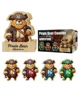 Pirate Bamboo Coasters Set with Holder Rustic Home Decor 6pcs - $97.18 MXN