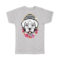 Labrador Cartoon : Gift T-Shirt Dog Chevron Polka Dots Floral Flowers Watercolor - £14.38 GBP
