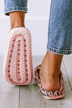 Pink Leopard Print Thick Sole Slip On Slippers - $11.20