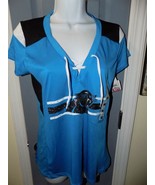 NFL Carolina Panthers Blue Lace-Up V-Neck Short Sleeve Shirt Size M Wome... - €31,81 EUR