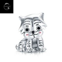 Genuine Sterling Silver 925 Love Tiger Cat Animal Pet Bead Travel Charm Family - £16.54 GBP