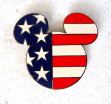 WDW Disney Stars and Stripes Red White &amp; Blue Mickey Head &amp; Ears USA Flag Pin - £15.83 GBP