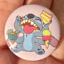 Disney Stitch Hungry Eating Ice Cream Cake Cherry Coconut Button Pinback... - $7.99