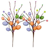 2 Pack Artificial Easter Spray with Pastel Easter Eggs and Berries Decor... - $12.11