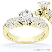 Round Cut Moissanite 6-Prong Ctr 5 Five-Stone Engagement Ring in 14k Yellow Gold - £715.38 GBP+