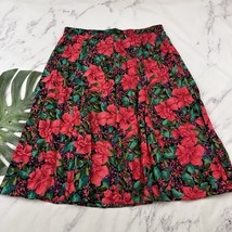 McNaughton Womens Vintage 90s Midi Skirt Plus Size 22W Red Green Floral - $27.71