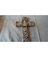 Vintage WWII Era Aluminum Jesus Face Cross Crucifix Wall 6.5&quot; - £37.76 GBP