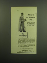 1949 Burberry Overcoat Ad - Whatever the Barometer says take your burberry  - $18.49