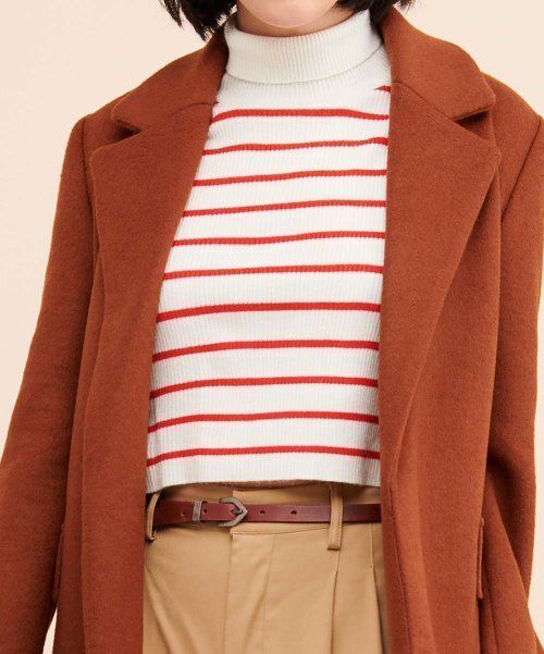 MSRP $78 Callahan Ivory &amp; Red Stripe Lucy Turtleneck Sweater Ivory Size ... - $9.69