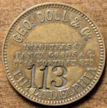 1858 Philadelphia, Pennsylvania PA Geo Doll &amp; Co. George Washington Token - $69.96