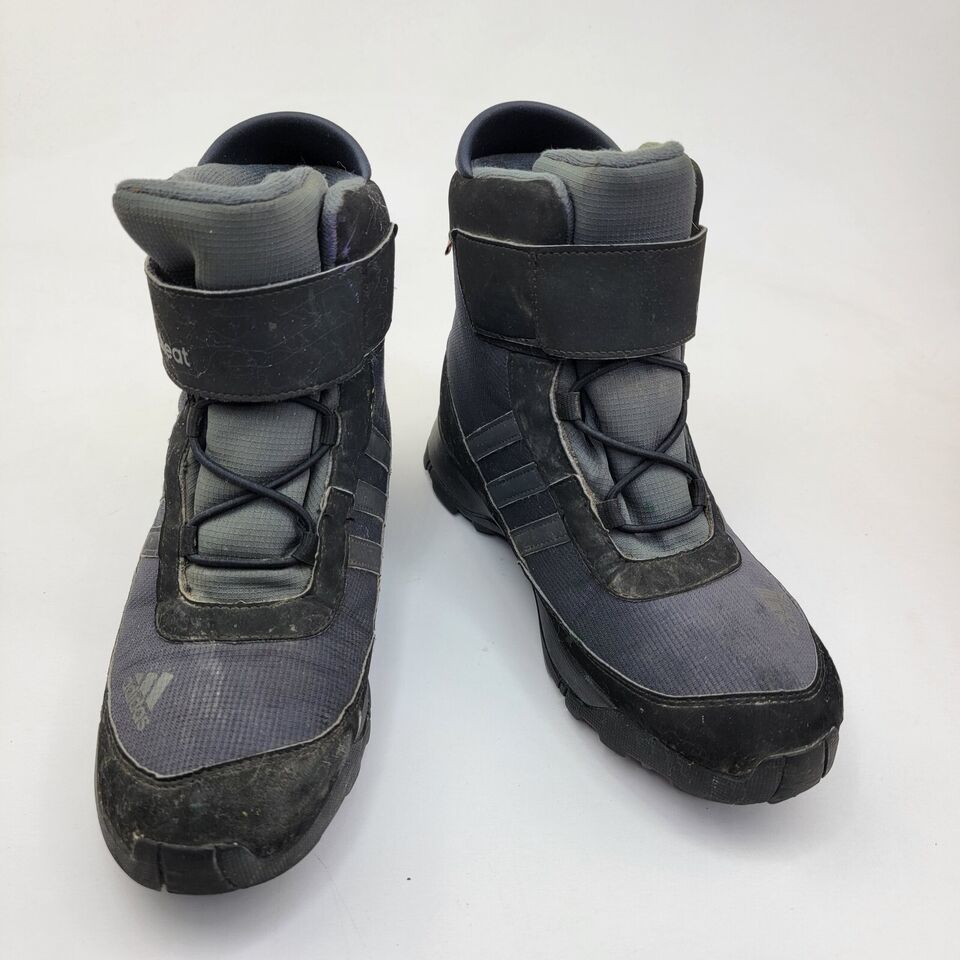 Adidas Primaloft Climaproof Climaheat Black Blue Snow Boots Size 3.5 Traxion - $28.81