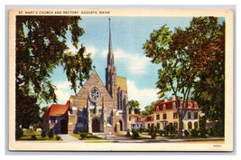 St Mary&#39;s Church Augusta Maine ME UNP Linen Postcard Y7 - £1.50 GBP