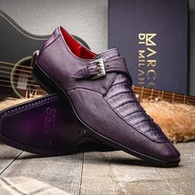 Men's Shoes genuine crocodile and lizard dress monk strap Toluca Purple image 6