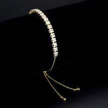 3W1668 - Gold Brass Bracelet with AAA Grade CZ in Clear - $29.05