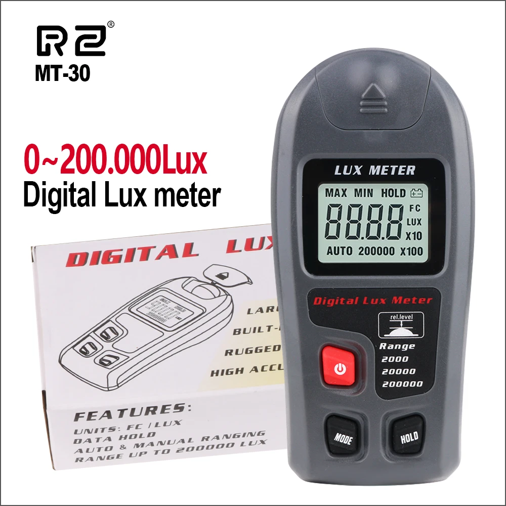 RZ Digital Lux Meter 200,000 Lux Digital LCD Pocket Light Meter Lux/FC Measure T - £178.15 GBP