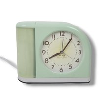 Vintage Big Ben Moon Beam Clock Mink Green Silver Analog Backlit Nightlight - £37.45 GBP