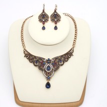 Sunspicems Elegant Turkish Wedding Jewelry Sets for Women Retor Gold Color Drop  - £18.44 GBP
