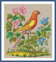 Parrot and Flowers Bird and Flowers Berlin Woolwork Counted Cross Stitch... - $10.00