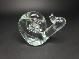 Omnipus Small Snail Hand Blown w Bubbles Clear Paperweight Figurine  - $14.30