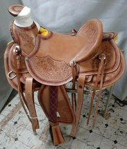 Eco-leather Western wade Tree Horse saddle on drum dye finish Size: (12&quot; To 18&quot;) - £288.67 GBP+