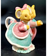 MR. and Mrs. Mouse Dancing TEAPOT, Pink, Light Blue or Green, Stands 8&quot; ... - £35.03 GBP