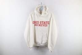 Vintage 90s Womens Small Spell Out Ohio State University Hoodie Sweatshirt White - £46.68 GBP