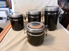 4 Piece Black Ceramic Canister Set, Hermetic Seals, from ALCO - £94.27 GBP