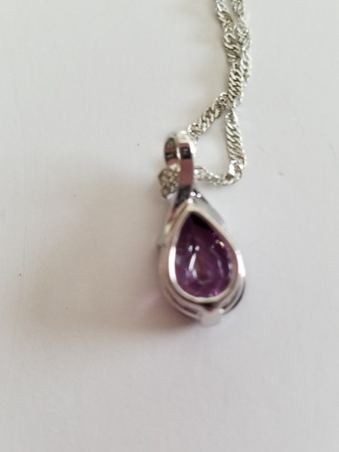 Fashion Jewelry ~ SILVERTONE ~  TEARDROP DESIGN ~ Purple Crystal ~ Necklace Item image 3