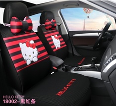 Hello Kitty Cartoon Car Seat Covers Set Universal Car Interior Red color... - $169.99