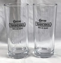 2 Jose Cuervo Tradicional Tequila Tall Cocktail Glasses 10 oz Etched - $32.62