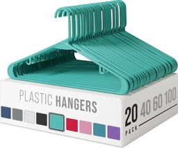 Clothes Hangers Plastic 20 Pack - Aqua Plastic Hangers - The - £20.67 GBP