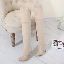 Lady Sexy Over The Knee Boots Thin High Heels Autumn Pointed Suede Shoes Woman C - £62.01 GBP