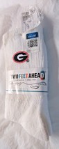 NCAA Georgia Bulldogs G Logo White Adult Crew Socks Shoe Size 4-9 Two Feet Ahead - £11.95 GBP