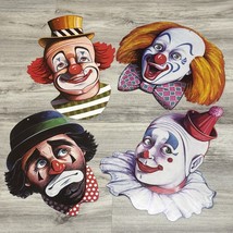 Vintage Beistle Die Cut Clown Faces Set Fun House Scary Halloween Circus... - $57.58
